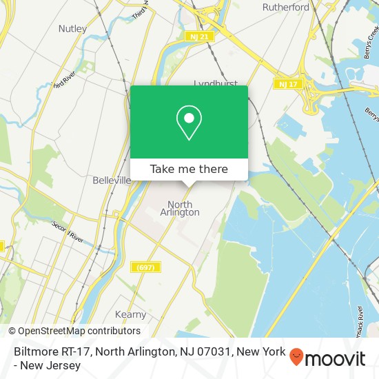 Mapa de Biltmore RT-17, North Arlington, NJ 07031