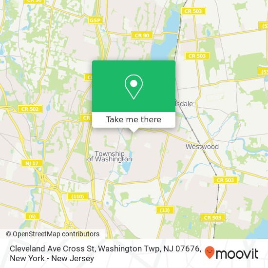 Cleveland Ave Cross St, Washington Twp, NJ 07676 map