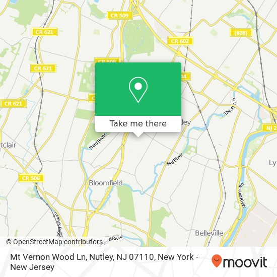 Mapa de Mt Vernon Wood Ln, Nutley, NJ 07110