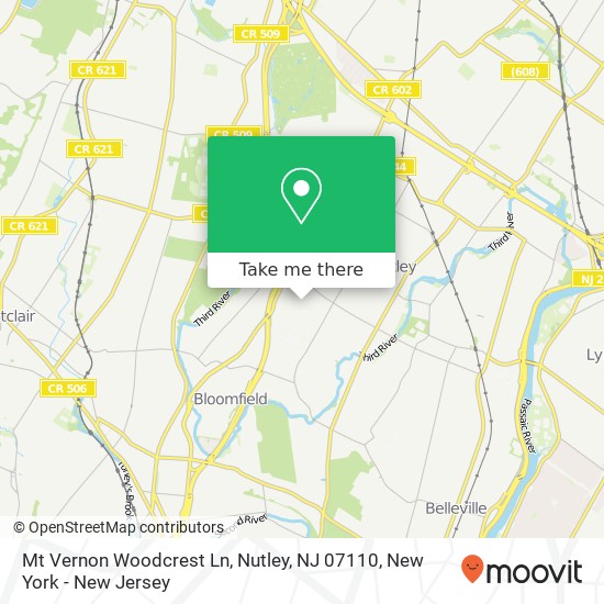 Mapa de Mt Vernon Woodcrest Ln, Nutley, NJ 07110