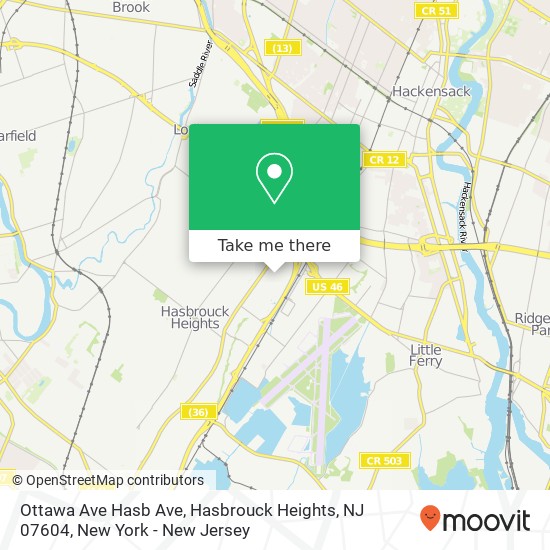 Mapa de Ottawa Ave Hasb Ave, Hasbrouck Heights, NJ 07604