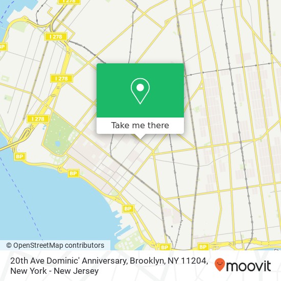 Mapa de 20th Ave Dominic' Anniversary, Brooklyn, NY 11204