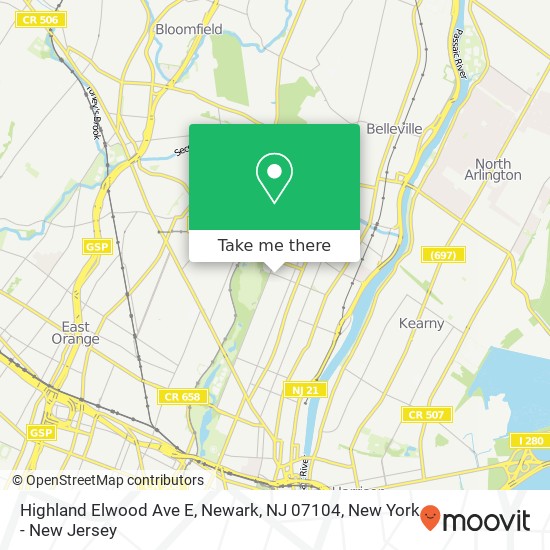 Highland Elwood Ave E, Newark, NJ 07104 map