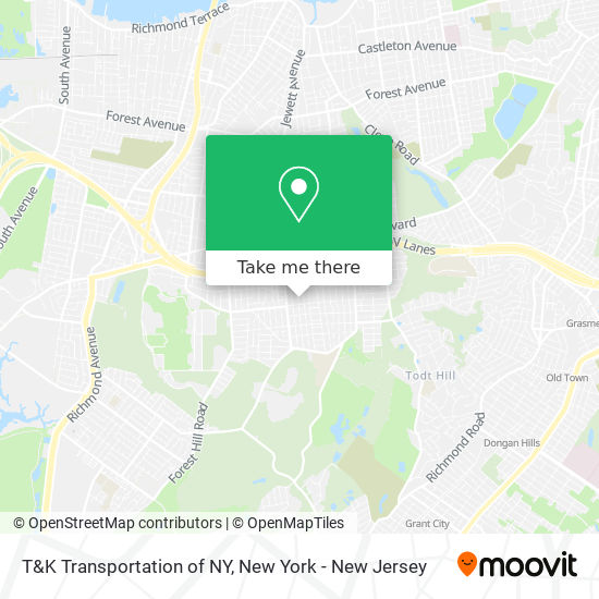 T&K Transportation of NY map