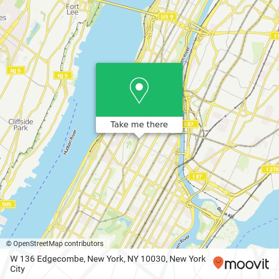 W 136 Edgecombe, New York, NY 10030 map