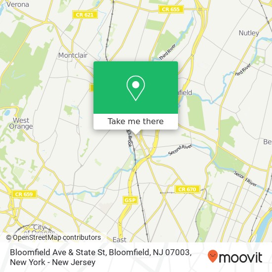 Mapa de Bloomfield Ave & State St, Bloomfield, NJ 07003