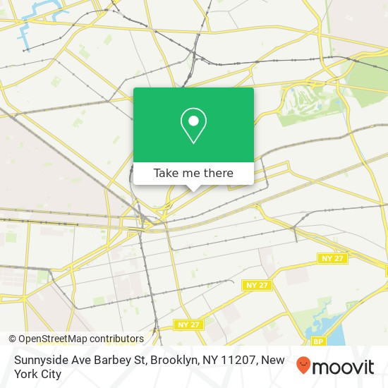 Mapa de Sunnyside Ave Barbey St, Brooklyn, NY 11207