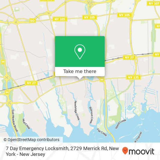 Mapa de 7 Day Emergency Locksmith, 2729 Merrick Rd