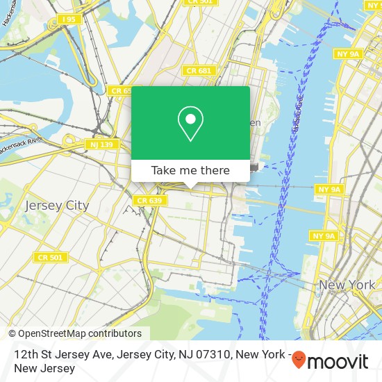 Mapa de 12th St Jersey Ave, Jersey City, NJ 07310