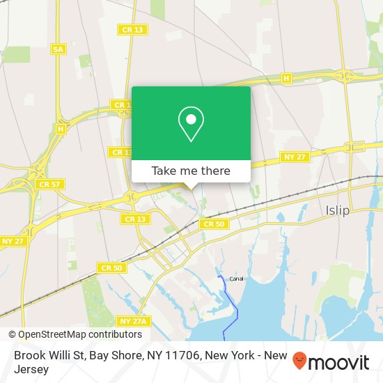 Mapa de Brook Willi St, Bay Shore, NY 11706