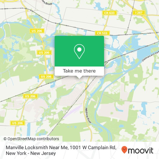 Mapa de Manville Locksmith Near Me, 1001 W Camplain Rd