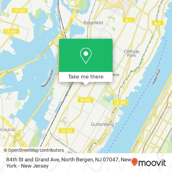 Mapa de 84th St and Grand Ave, North Bergen, NJ 07047