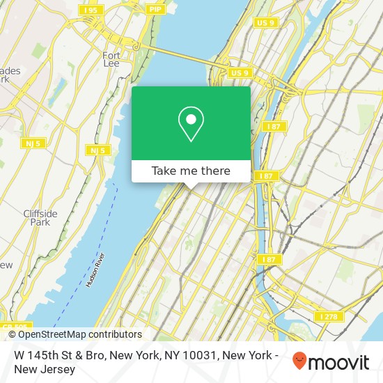 W 145th St & Bro, New York, NY 10031 map