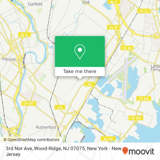 Mapa de 3rd Nor Ave, Wood-Ridge, NJ 07075