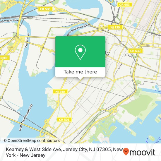 Mapa de Kearney & West Side Ave, Jersey City, NJ 07305