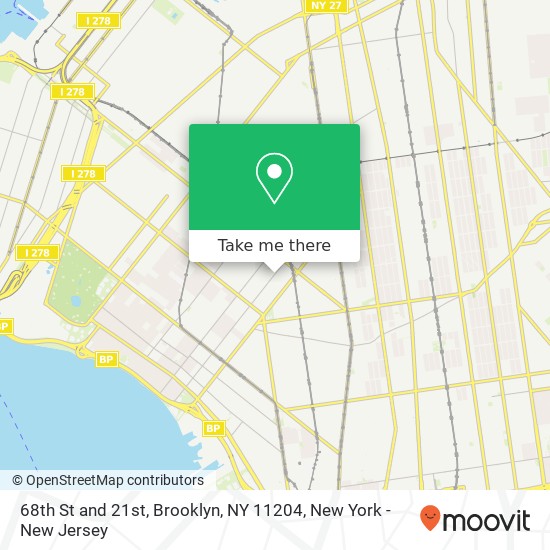 Mapa de 68th St and 21st, Brooklyn, NY 11204