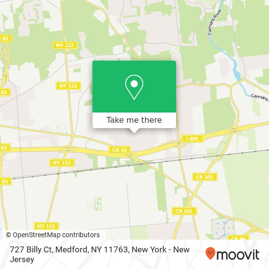 Mapa de 727 Billy Ct, Medford, NY 11763