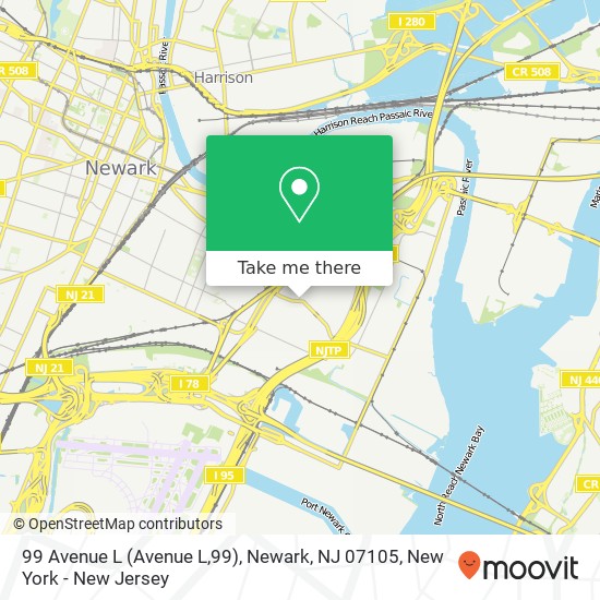 Mapa de 99 Avenue L (Avenue L,99), Newark, NJ 07105