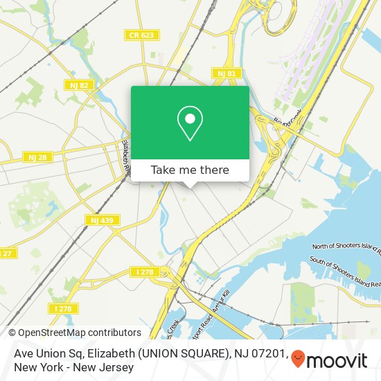 Mapa de Ave Union Sq, Elizabeth (UNION SQUARE), NJ 07201