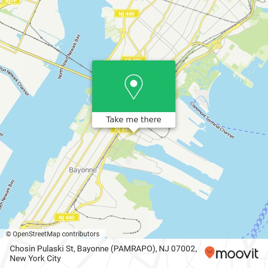 Mapa de Chosin Pulaski St, Bayonne (PAMRAPO), NJ 07002