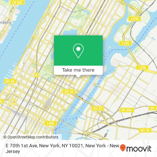 E 70th 1st Ave, New York, NY 10021 map