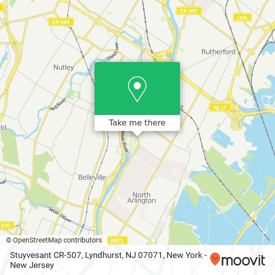 Mapa de Stuyvesant CR-507, Lyndhurst, NJ 07071