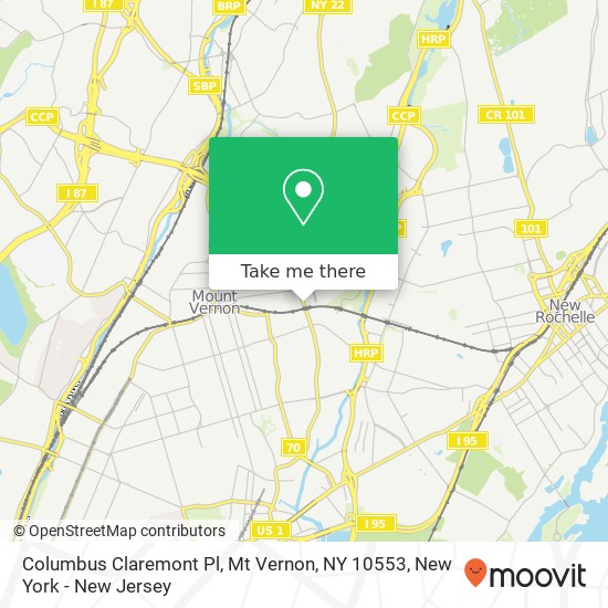 Mapa de Columbus Claremont Pl, Mt Vernon, NY 10553