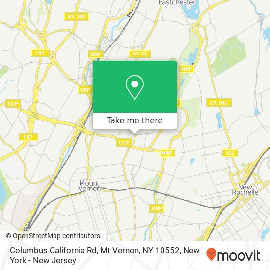 Mapa de Columbus California Rd, Mt Vernon, NY 10552