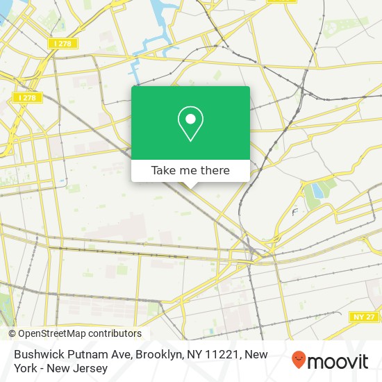 Mapa de Bushwick Putnam Ave, Brooklyn, NY 11221