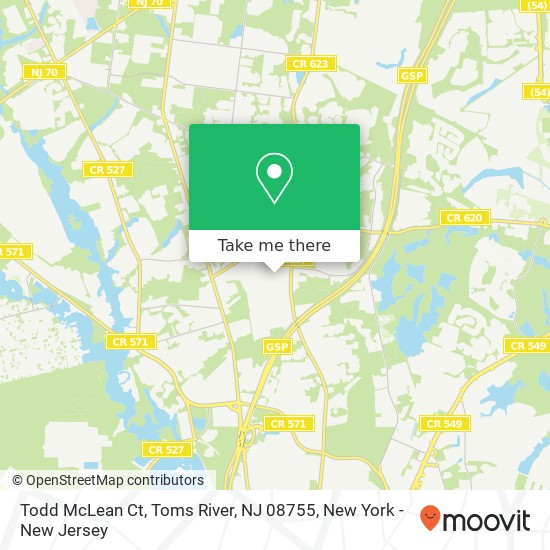 Mapa de Todd McLean Ct, Toms River, NJ 08755