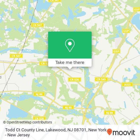 Mapa de Todd Ct County Line, Lakewood, NJ 08701