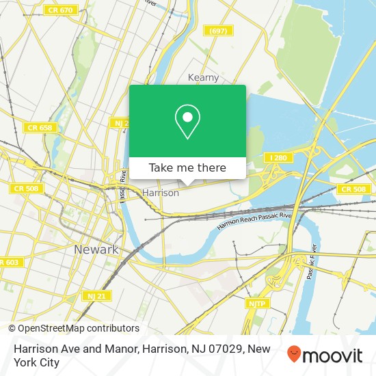 Mapa de Harrison Ave and Manor, Harrison, NJ 07029