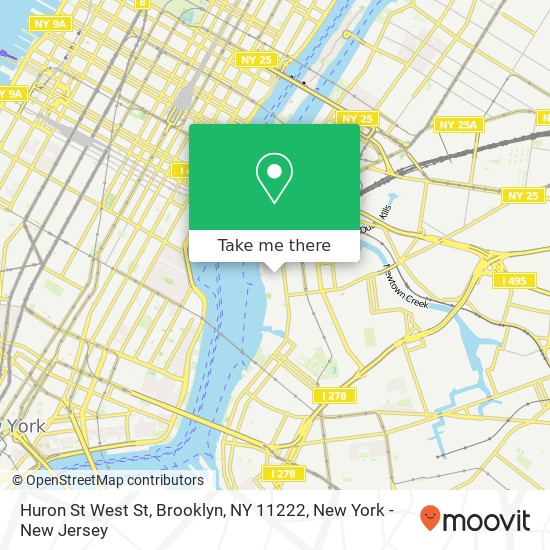 Mapa de Huron St West St, Brooklyn, NY 11222