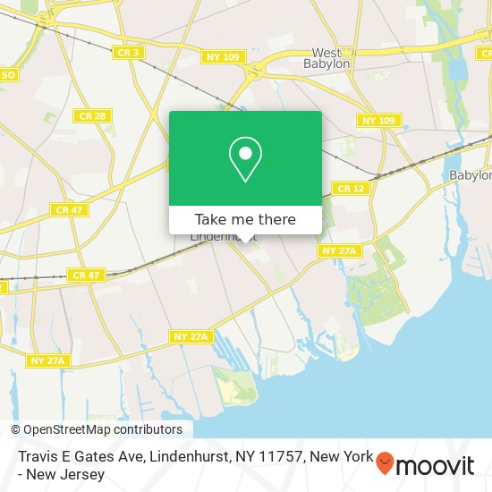 Mapa de Travis E Gates Ave, Lindenhurst, NY 11757