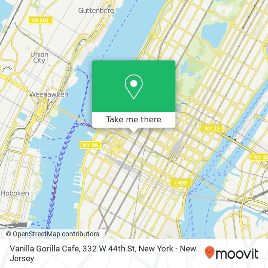 Mapa de Vanilla Gorilla Cafe, 332 W 44th St