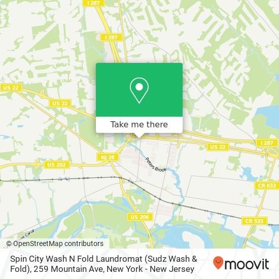 Mapa de Spin City Wash N Fold Laundromat (Sudz Wash & Fold), 259 Mountain Ave