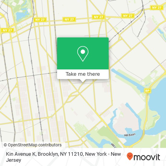 Mapa de Kin Avenue K, Brooklyn, NY 11210