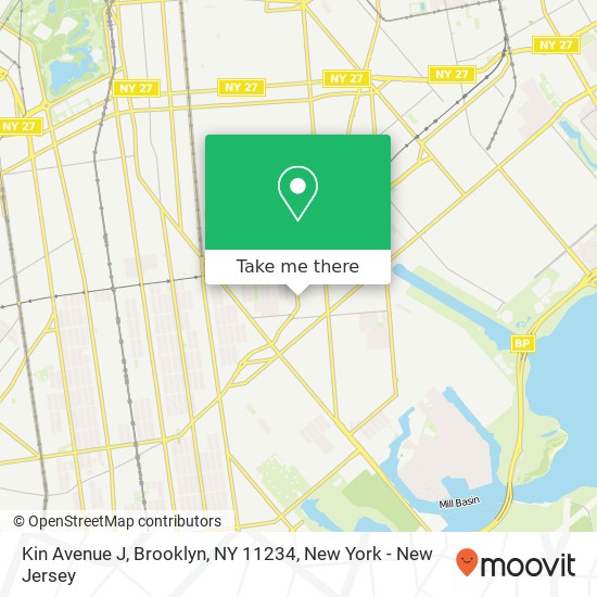 Mapa de Kin Avenue J, Brooklyn, NY 11234