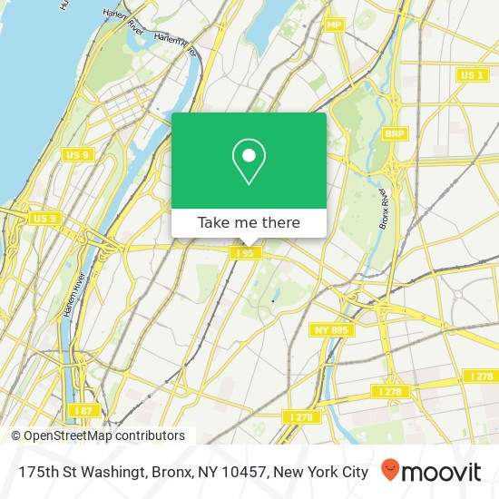 Mapa de 175th St Washingt, Bronx, NY 10457