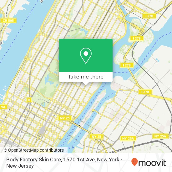 Mapa de Body Factory Skin Care, 1570 1st Ave