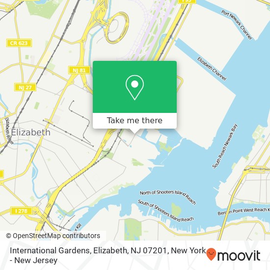 Mapa de International Gardens, Elizabeth, NJ 07201