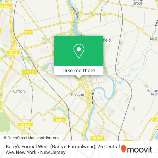 Mapa de Barry's Formal Wear (Barry's Formalwear), 26 Central Ave