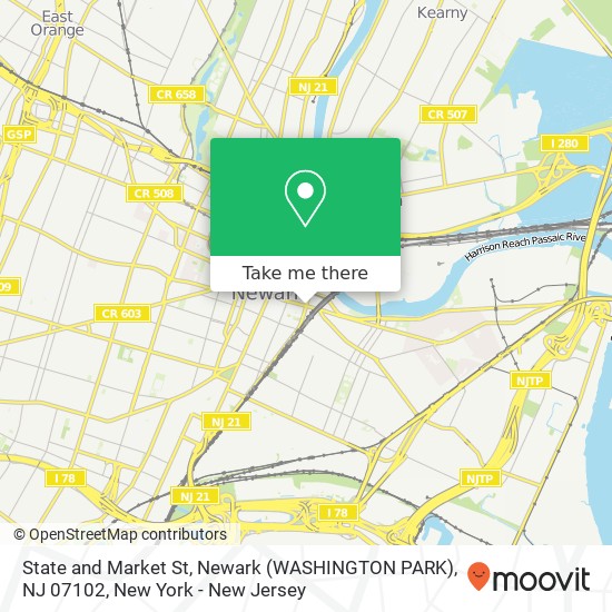 Mapa de State and Market St, Newark (WASHINGTON PARK), NJ 07102