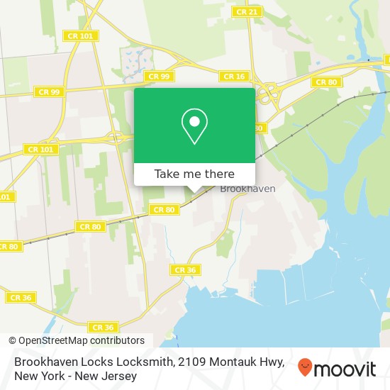 Mapa de Brookhaven Locks Locksmith, 2109 Montauk Hwy