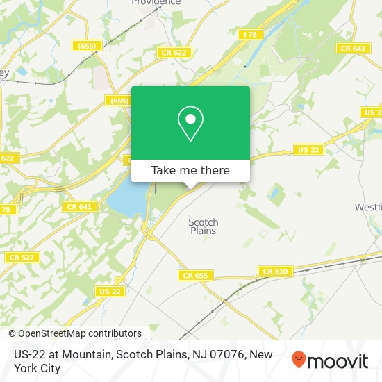 US-22 at Mountain, Scotch Plains, NJ 07076 map