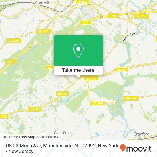 US 22 Moun Ave, Mountainside, NJ 07092 map