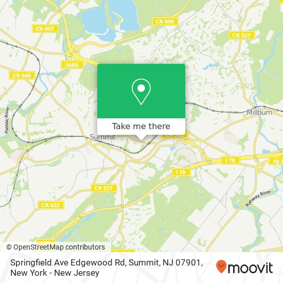 Mapa de Springfield Ave Edgewood Rd, Summit, NJ 07901