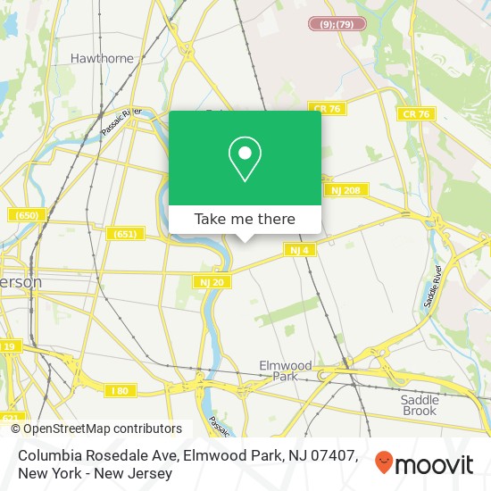 Columbia Rosedale Ave, Elmwood Park, NJ 07407 map