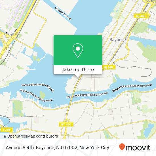 Mapa de Avenue A 4th, Bayonne, NJ 07002