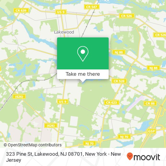Mapa de 323 Pine St, Lakewood, NJ 08701